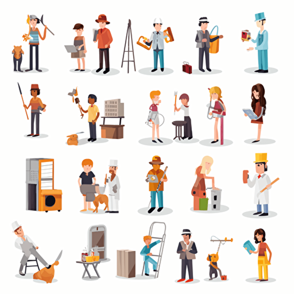 generic professions vector, white background