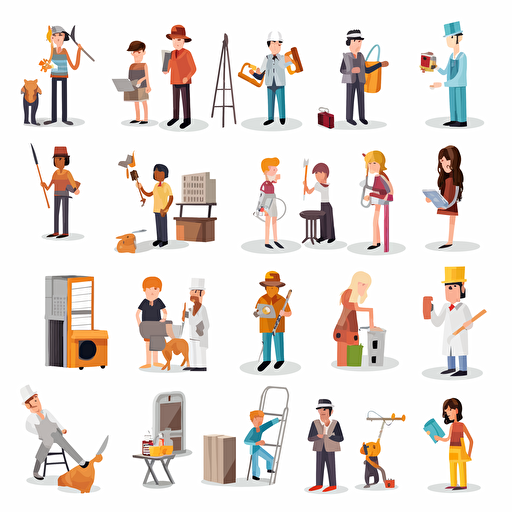 generic professions vector, white background