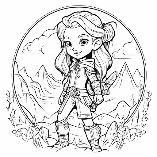 2d illustration, simple vector brave coloring page