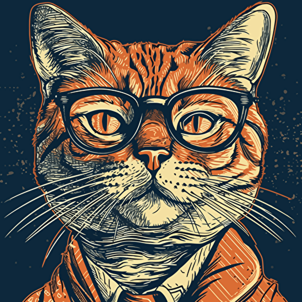 45 year old scandivanian as a cat, vector art style, in the style of Michael Parks