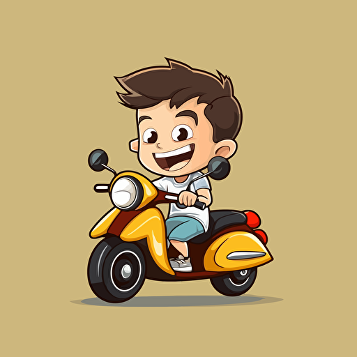 A boy riding a smile, vector logo, vector art, emblem, simple, cartoon, 2d, humor elements,