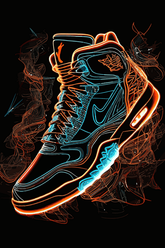 neon air jordan shoes, 2 dimensional vector art, HD,