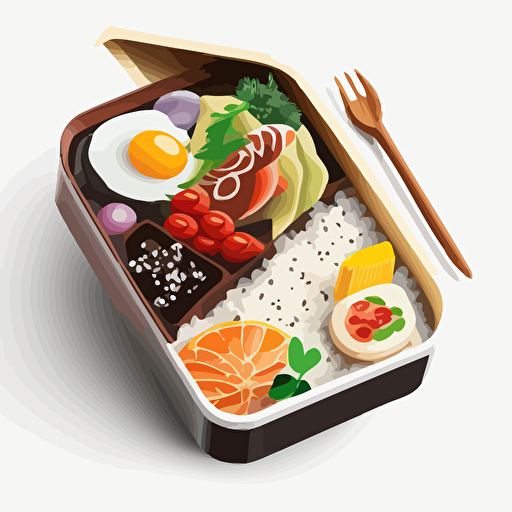 bento box, vector art, white background