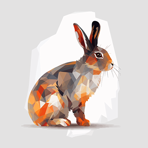 bunny, vector art, white backround, from the side