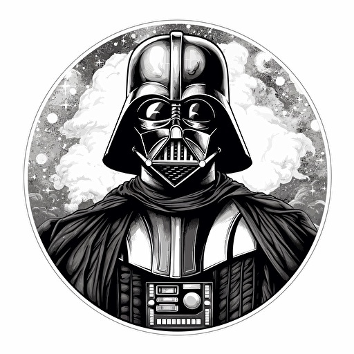 draw black white dark vader , with gentelman style vector art v5