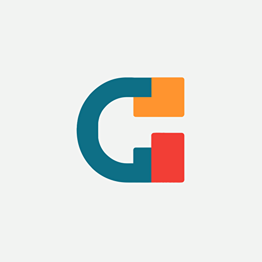 A minimalistic flat vector logo made of blocks, cap letter C in the middle, modern, artistic, 3 colors in white background
