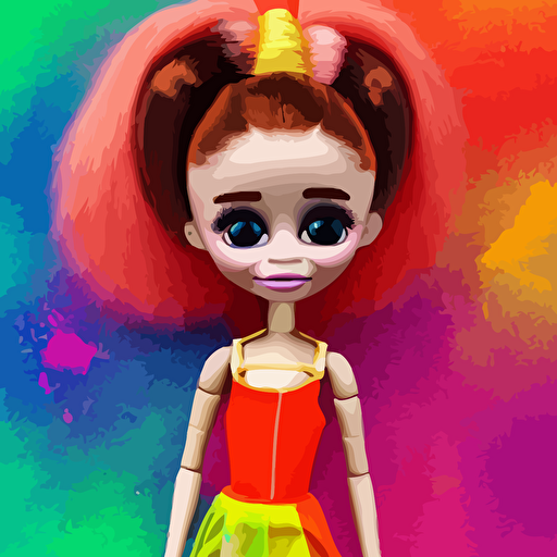3d render extremely cute adorable colorful vibrant holi nebula scarecrow ariana grande bratz doll modern futuristic hairstyle designed mark ryden margaret keane white background ambient occlusion