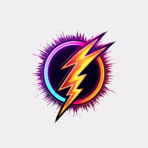 thunder, Neon-light-effect, logo, vector, white background