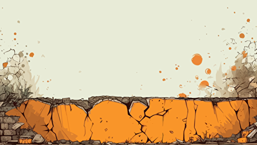old orange decrepit wall, 2d animation, anime, vector image