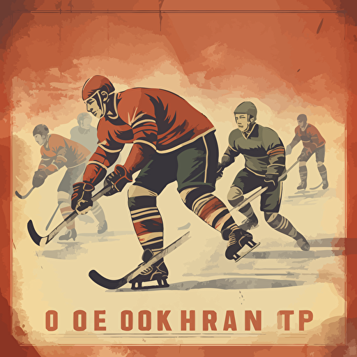 retro hockey poster, old stadium, no players, worn down, vector art, simple ar3:2