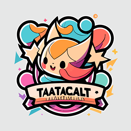ticker, colorful, logo of tournaments, Magic the gathering, kawaii, contour, vector, white background
