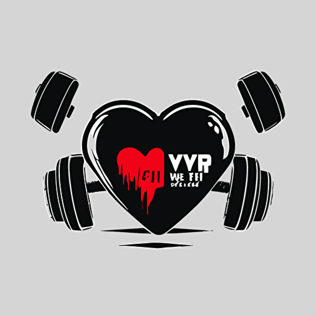 make a logo vector about fashion brand called "gymcrush", use a line heart and dumbbells together, use black white color, minimal, line**