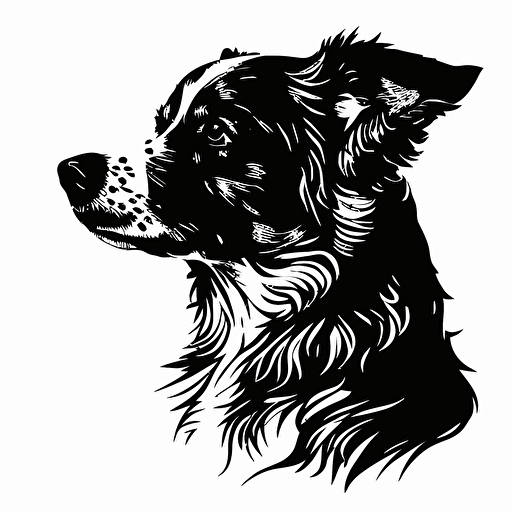 A logo of a dog in a vector style with no background in black and white colors