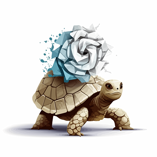 imagine a turtle made out of toilet paper, beautiful design, stylized, white background, vector, splash art