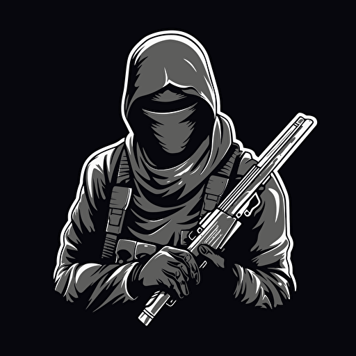 counter strike logo vector style, black and white, flat desing, simple