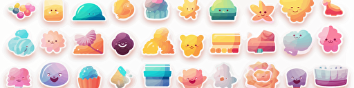 unlimited, sticker collection, perspective, bookeh, blurry, kawaii, contour, vector, white