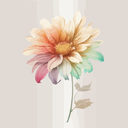 a single flower, use pastel colors only, 2d clipart vector, minimalistic , hd, white background