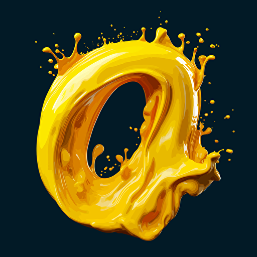 alphabet 3 dipping in fluid of yellow color vector art