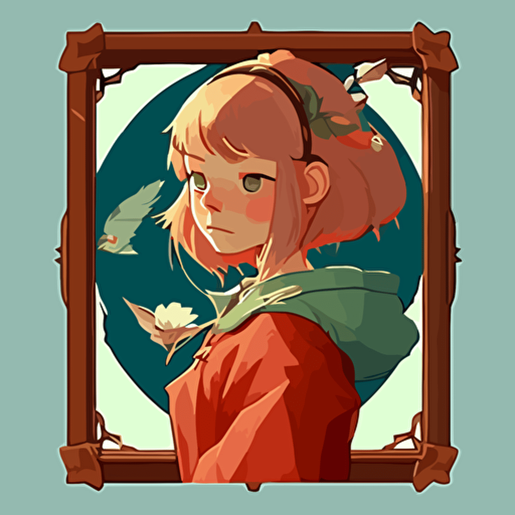 2d vector, anime, studio ghibli, tarrot card, portriat
