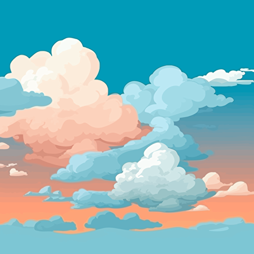 Flat vector illustration sky with clouds,