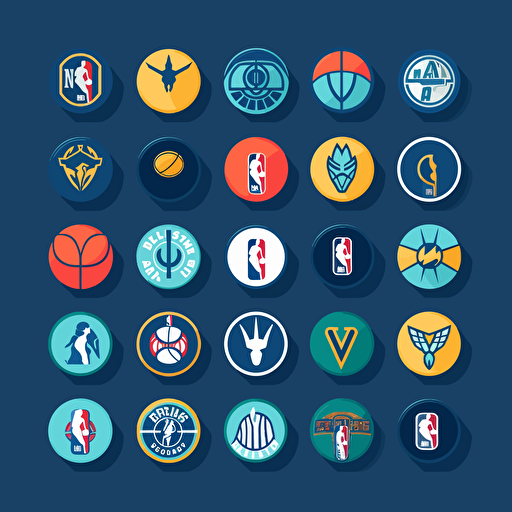 nba team logo, flat design, blue stake, vector render