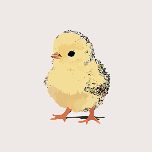 baby yellow chick, white background, flat color vector art