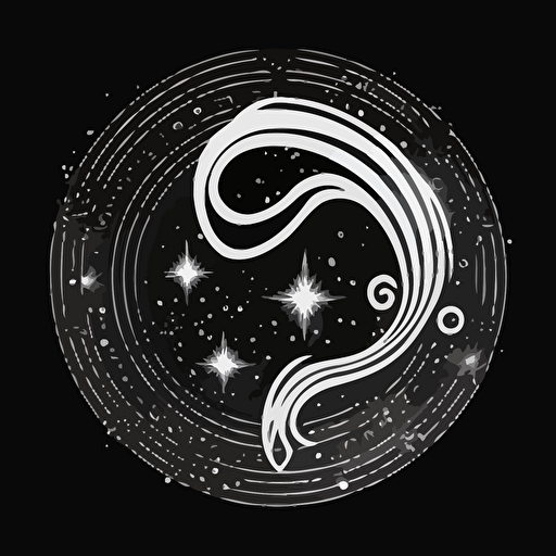 2d , vector , Aquarius symbol , white with black background , v5