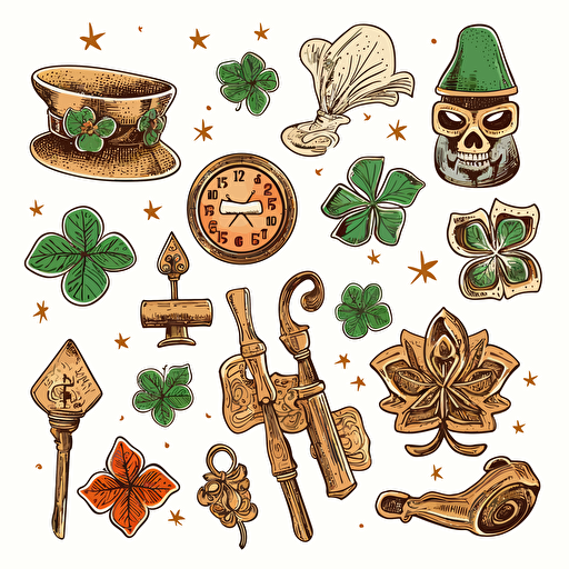 good luck charm set vector drawing white background