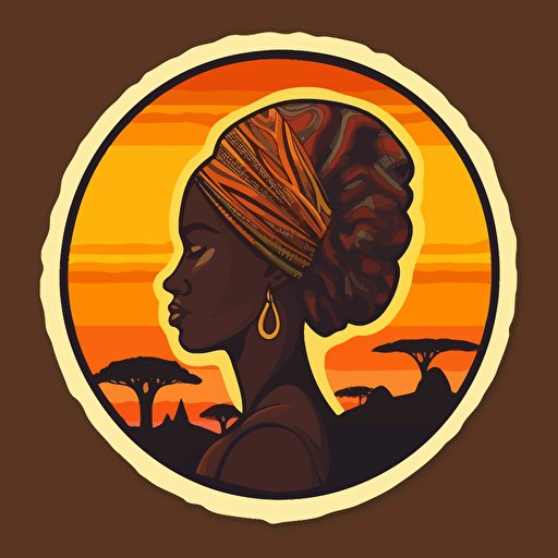 Africa, Sticker, chill, warm colours, contour, vector
