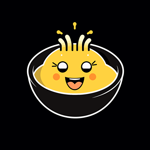 a mascot logo of a shrimp, hotpot restaurant,simple, vector yellow color, black background