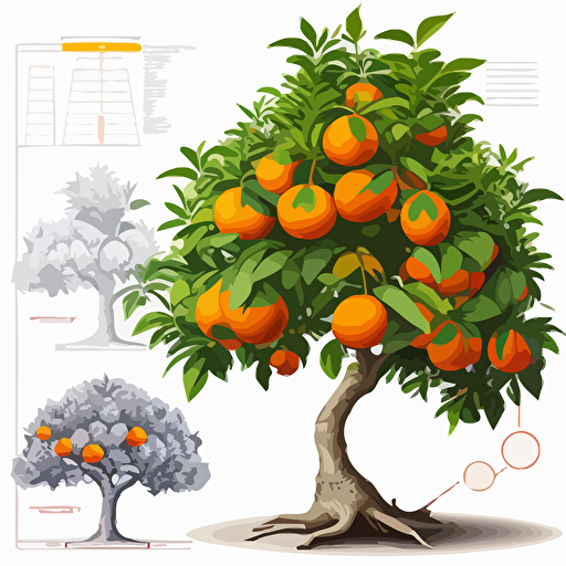 draw mandarin tree in vector