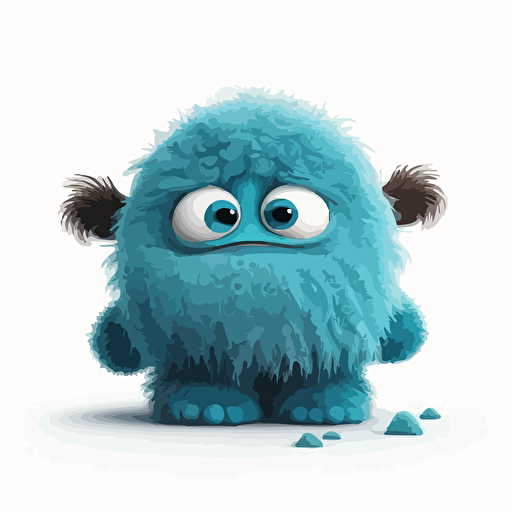 A gorgeus baby fur monster, capricious, ukranian colors, white background, vector art , pixar style