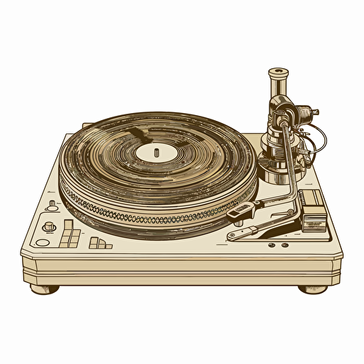a turntable head without the turntable itself, vector 2d, on white background