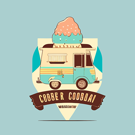 ice cream company logo vector in retrofuturistic style, wes anderson style, logo vector
