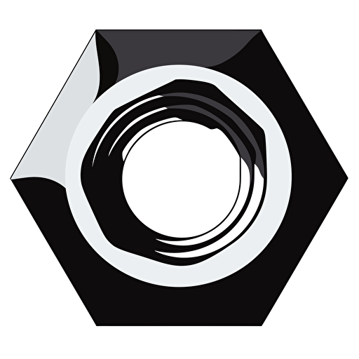 a basic 6 sided pal nut fastener. black and white. symmetrical. silohette. vector clipart