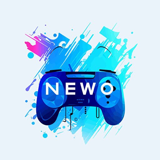 a colorful blue vector art news logo in style of gaming logo, transparent background