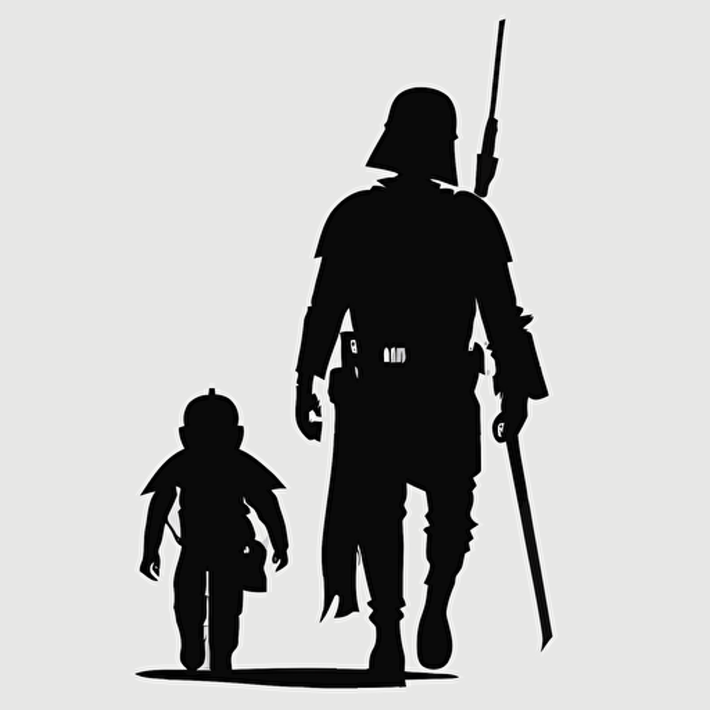 silhouette vector of father and son starwars cosplay