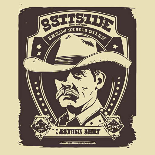 affiche, publicité, batiment sheriff office, sans visage, pendaison, western, style 1800, flat, vectorized