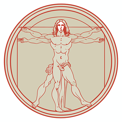 vector art of vitruvian man da vinci simple
