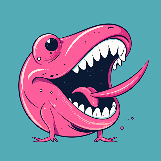 a critter with a very large floppy pink tongue simplistic vector art, linear illustrations, flat illustrations, pop art cartoonish illustration, comic strip style