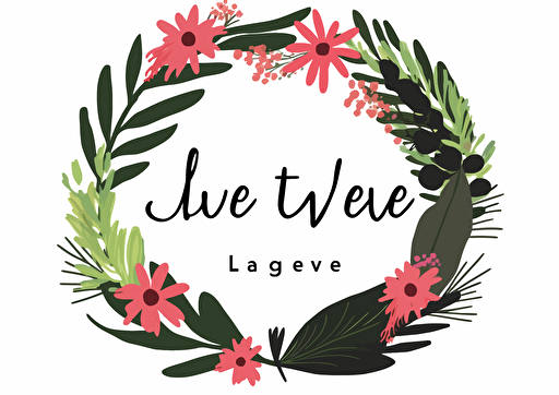 Flower and botanical oval wreath, name, logo, vector flat, PNG, SVG, vector illustration