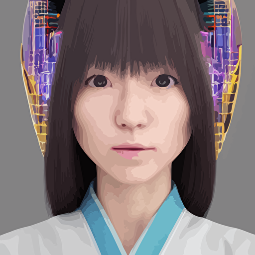 centered portrait slight happy cybernetic 3d beautiful japanese girl kimono hyperdetailed digital painting trending artstation cel shading style cg society hyperdetailed digital painting hypermaximalist golden ratio volumetric octane render weta digital micro details 3d sculpture