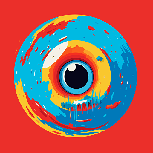 giant eyeball by tim lahan, flat colors, 2d vector art