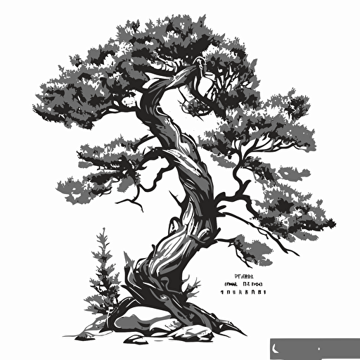 vector logo of a black and white juniper tree