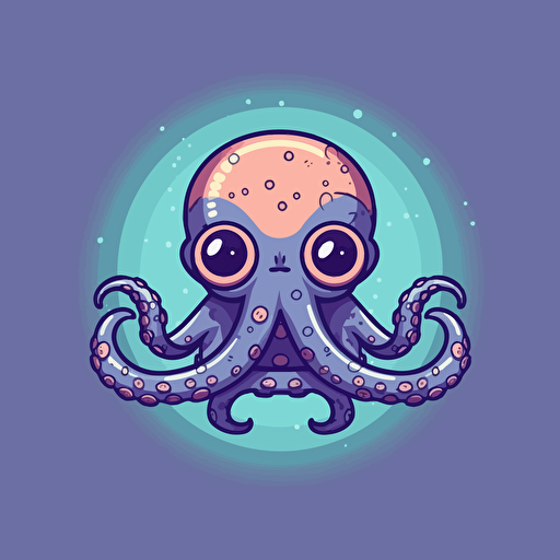 logo design, flat 2d vector logo of a cute octopus, muted purple and blue colors, 80s, star-wars-inspired