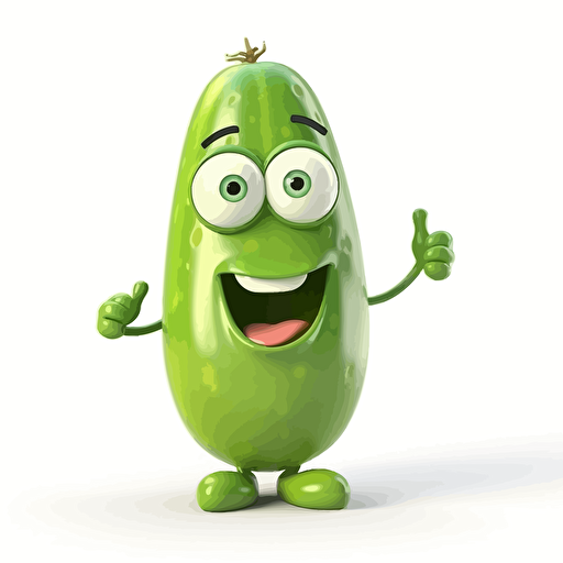 sticker design, super cute pixar pickle, vector