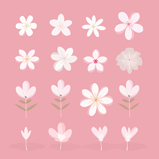 simple vector flower flat shapes light pink and white