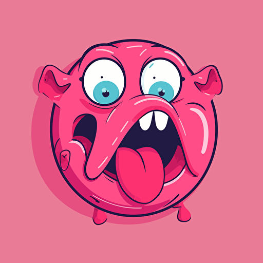 a critter with a very large floppy pink tongue simplistic vector art, linear illustrations, flat illustrations, pop art cartoonish illustration, comic strip style