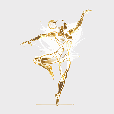 2d minimal bullet dancer illustration, showing body curve, vector line, gold line on white background for jewelry shop, luxury, shiny :: gold line bullet dancer illustration