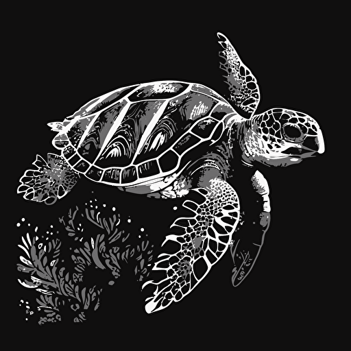 vector art turtle black and white